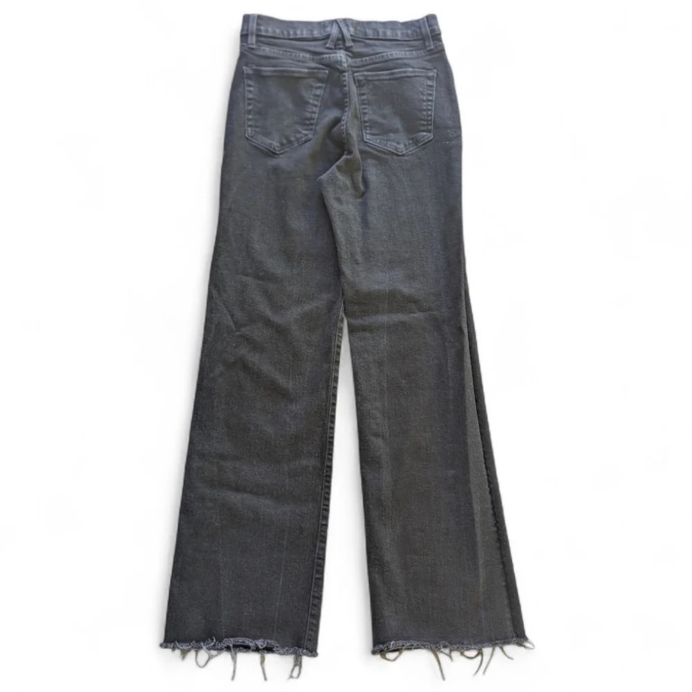 SLVRLAKE Wide Leg Raw Hem High Rise Grace Jeans Washed Black Shadow Ridge Sz 28